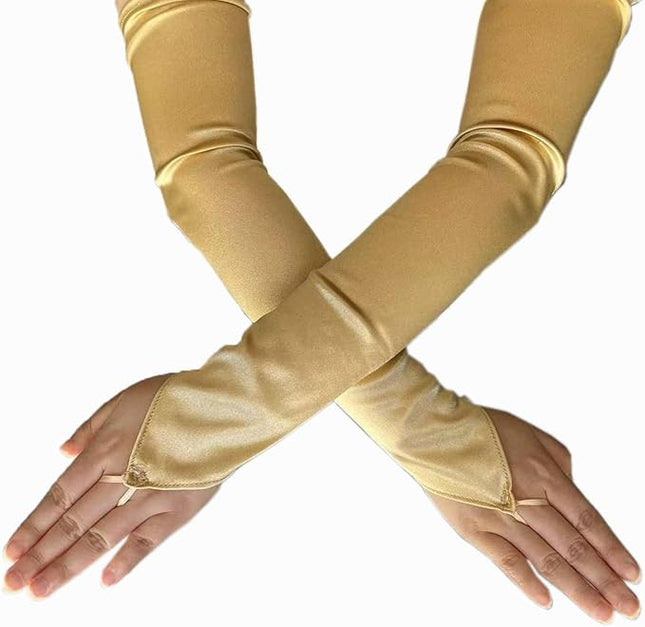 Fingerless Long Glove 1920s Satin Stretchy Elbow Length Opera Party Gloves
