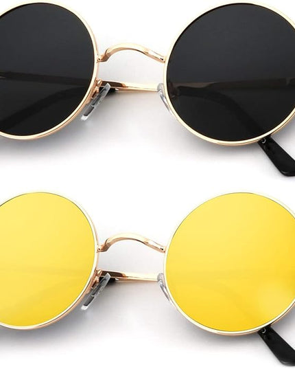 KALIYADI Round Polarized Sunglasses for Men Women Retro Metal Hippie Circle Style Sun Glasses UV Protection