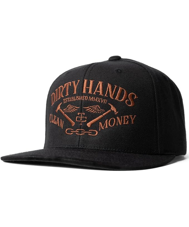 TROLL CO. CLOTHING Dirty Hands Clean Money Meshback Hat - Black, Adjustable Snapback, Curved Brim, One Size Fits Most