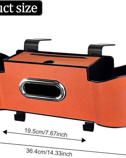 Backseat Car Organizer,4 in 1 Multifunctional Car Back Seat Storage Box with Drink Cup Holder Tissue Box, for Hold Phone,Snacks, Drinks, Handbag (Orange)