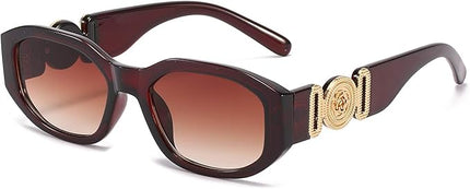 BUTABY Rectangle Sunglasses for Women Retro Driving Glasses 90’s Vintage Fashion Irregular Frame UV400 Protection