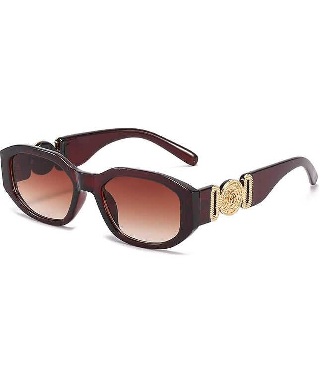 BUTABY Rectangle Sunglasses for Women Retro Driving Glasses 90’s Vintage Fashion Irregular Frame UV400 Protection