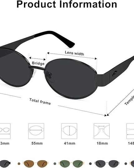 SOJOS Retro Oval Sunglasses for Women Trendy Classic Shades UV400 Protection SJ1256