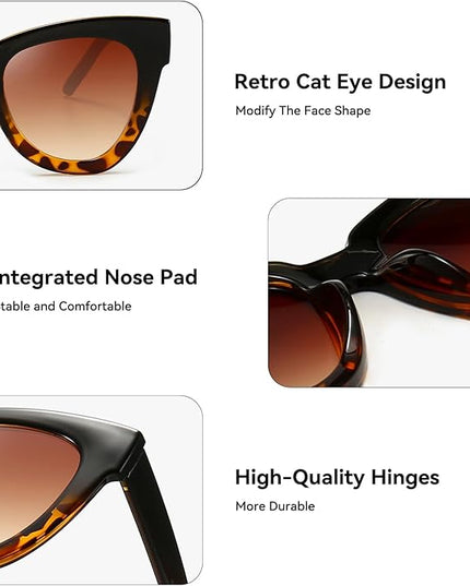 Dollger Retro Cat Eye Sunglasses Women Men Vintage Square Tortoise Shell Fashion Cateye Sunglasses