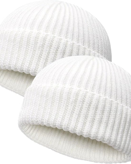 Wool Fisherman Beanies for Men Women Short Cuff Knit Beanie Winter Warm Hats Trawler Hat Stylish Watch Cap