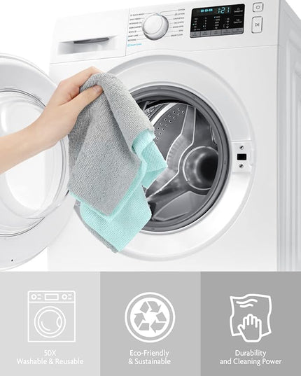 Fantasticlean Microfiber Cleaning Cloth Roll -75 Pack, Tear Away Microfiber Towels, 12" x 12", Reusable, Washable, Scratch Free, Ultra Absorbent Dishcloth for All-Around Cleaning Supplies (Blue)