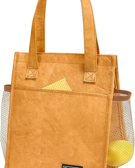 Fmeida Insulated Lunch Bag Women Men, 6.75L Small Lunch Bags with Multiple Pockets, Reusable Thermal Cooler Tote for Work, Office, Picnic, Travel | Hook and Loop Closure, Paper