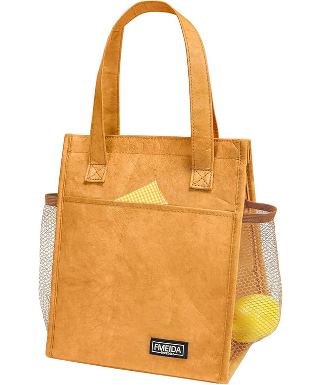 Fmeida Insulated Lunch Bag Women Men, 6.75L Small Lunch Bags with Multiple Pockets, Reusable Thermal Cooler Tote for Work, Office, Picnic, Travel | Hook and Loop Closure, Paper