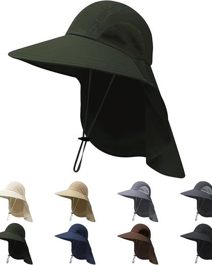 NPQQUAN Sun Hats for Men Women with Neck Flap UPF 50+ UV Protection Wide Brim Bucket Hat Safari Hiking Fishing Hats