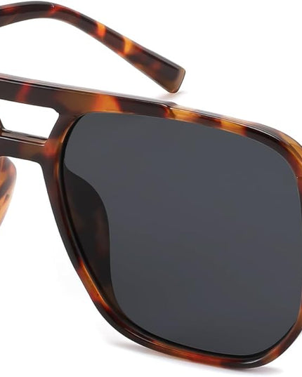 FEISEDY Retro Square Aviator Sunglasses Women Men 70s Vintage Trendy Plastic Frame Sun Glasses B2835
