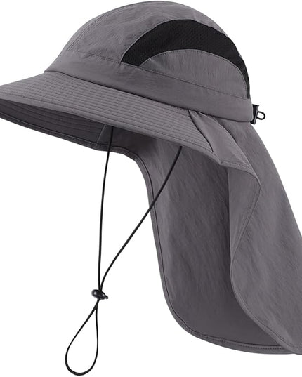 Home Prefer UPF 50+ Sun Hats for Men Women Wide Brim Fishing Hat with Neck Flap UV Protection Sunblock Safari Bucket Hat