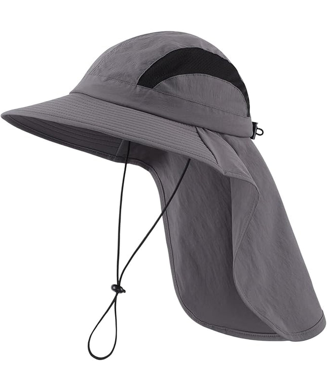Home Prefer UPF 50+ Sun Hats for Men Women Wide Brim Fishing Hat with Neck Flap UV Protection Sunblock Safari Bucket Hat