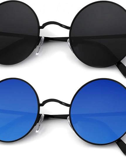 KALIYADI Round Polarized Sunglasses for Men Women Retro Metal Hippie Circle Style Sun Glasses UV Protection