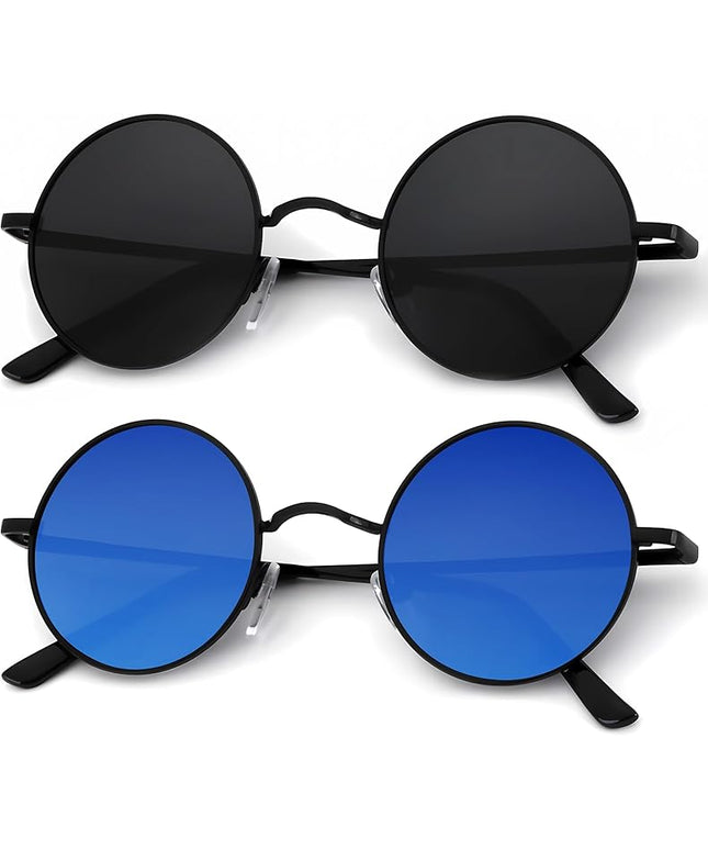 KALIYADI Round Polarized Sunglasses for Men Women Retro Metal Hippie Circle Style Sun Glasses UV Protection