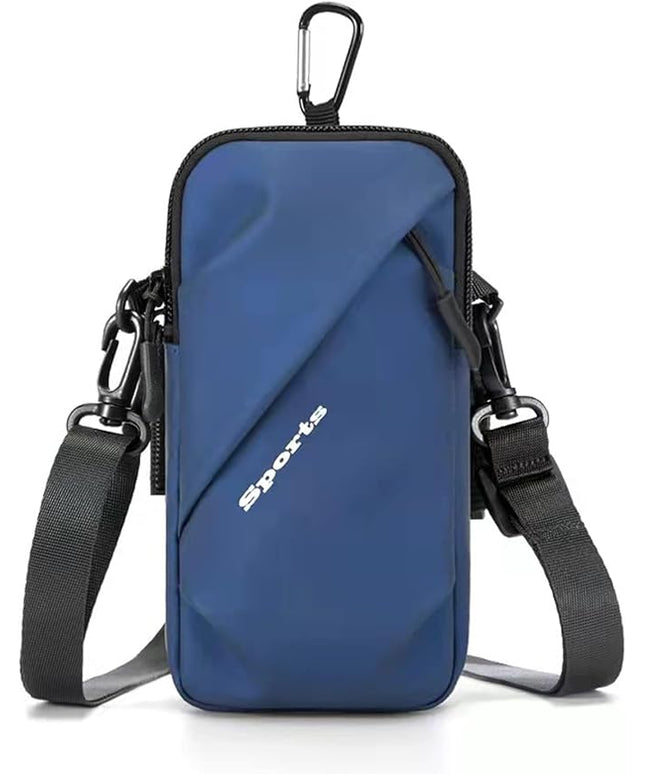 Phone Holder Armband, Small Crossbody Shoulder Holsters Bag with Arm Band, Fits iPhone and Android, Use for Running, Walking, Hiking & Biking (6.7 Inches, Blue)