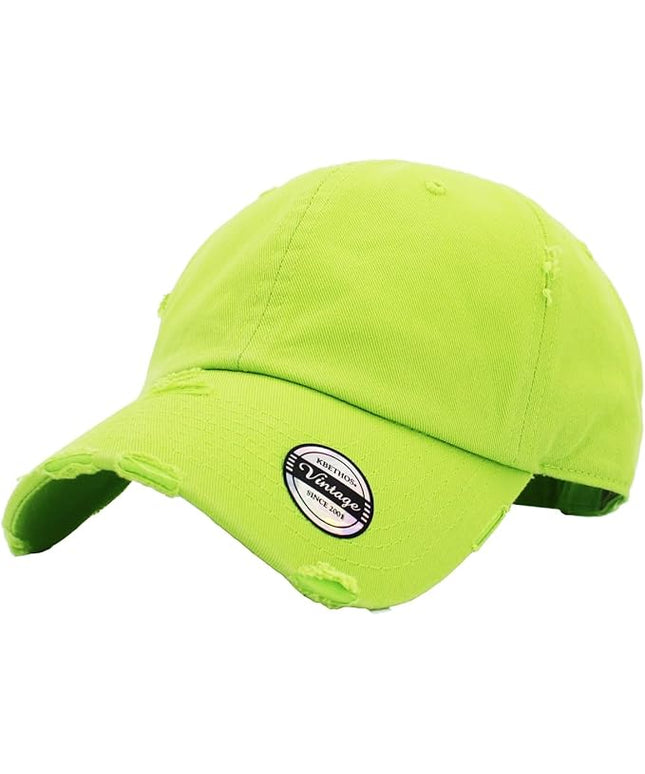 KBETHOS Vintage Washed Distressed Cotton Dad Hat Baseball Cap Adjustable Polo Trucker Unisex Style Headwear