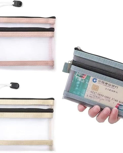 3 Pack Travel Document Organizer Case with Dual Zipper Card Pouch Mesh Small Travel Pouch Passport Holder Passport Wallet for Travel Essentials ID Cards Credit Card Money Coins Air Tickets