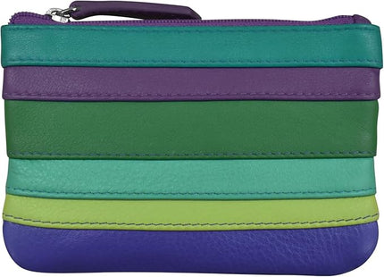 ili New York Mini Leather Coin Purse, Compact Design with Key Ring and RFID Protection for Women and Men in Vibrant Colors, Cool Tropics