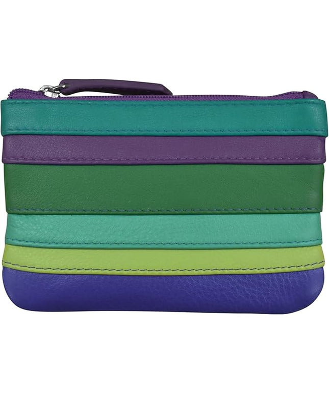 ili New York Mini Leather Coin Purse, Compact Design with Key Ring and RFID Protection for Women and Men in Vibrant Colors, Cool Tropics