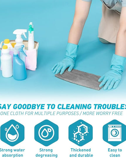 Microfiber Cleaning Cloth Grey-24Pcs (13x13 inch) 2100 Series Ultra Soft Highly Absorbent Rags for Cleaning, Reusable and Lint Free Cleaning Towels for Housekeeping-Machine Wash (Gray)