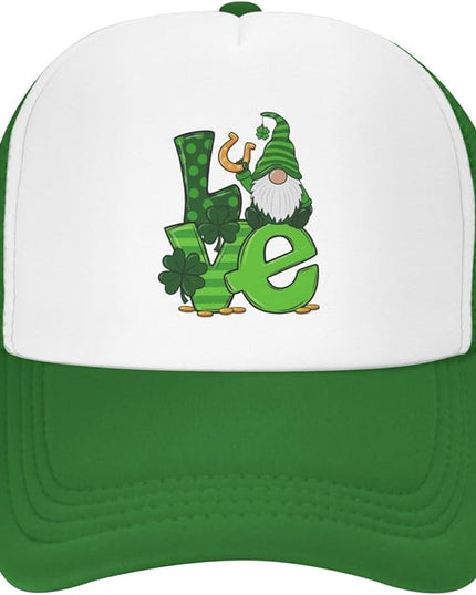 St Patricks Day Lucky Shamrock Hat, Green Clover Baseball Cap for Men Women,Fashion Adjustable Mesh Trucker Hat
