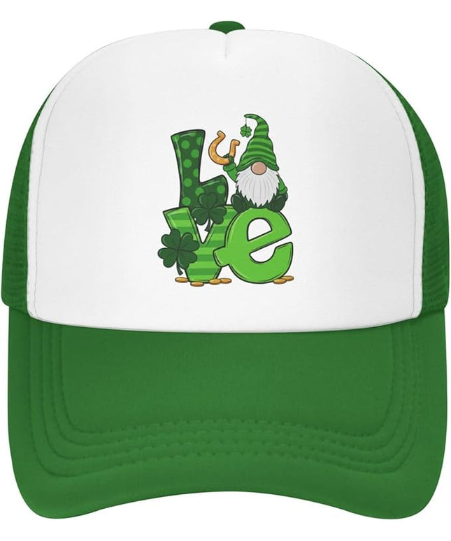 St Patricks Day Lucky Shamrock Hat, Green Clover Baseball Cap for Men Women,Fashion Adjustable Mesh Trucker Hat