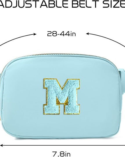 Gitus Gifts for 8 9 10 11 12 Year Old Girls Belt Bag Fanny Pack Crossbody Bags with Initial Letter Patch Cute Stuff Birthday Gifts for Teen Girls Women Personalized Trend Stuff (Icing Blue-M)
