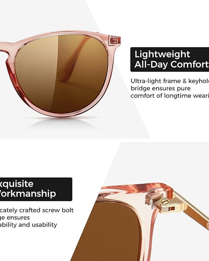 SUNGAIT Premium Vintage Round Sunglasses for Women Men Classic Retro Trendy Style