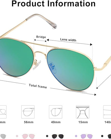 SOJOS Classic Aviator Sunglasses for Women Men Metal Frame Spring Hinges SJ1030