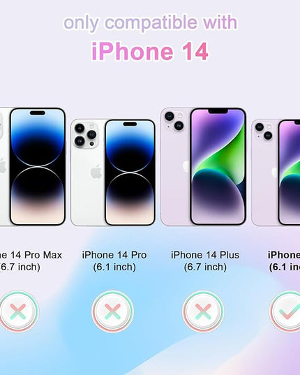 Aesthetic Case for iPhone 13 & 14 Case for Women Girls, Compatible with Magsafe, Cute Girly Trendy Glitter Sparkly Rainbow Magnetic Protective Phone Cover, Matte Iridescent Red & Yellow