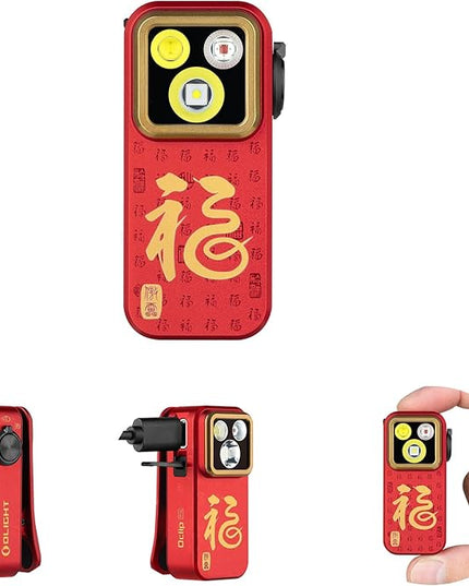 OLIGHT Oclip Pro EDC Flashlight Clip-on Light, Rechargeable 500 Lumens with Three Lighting Solutions Type-C Charging, Magnetic Flash Lights for Signaling, Cycling, Outdoor or Indoor Use(FS Red)