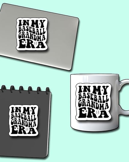 (3Pcs) in My Baseball Grandma Era Sticker, Decal Gifts Mom Decorate Books Laptop Phone Water Bottles Kindles Stickers Tumbler Sticker Waterproof Vinyl Decorate Sticker 3" Inch