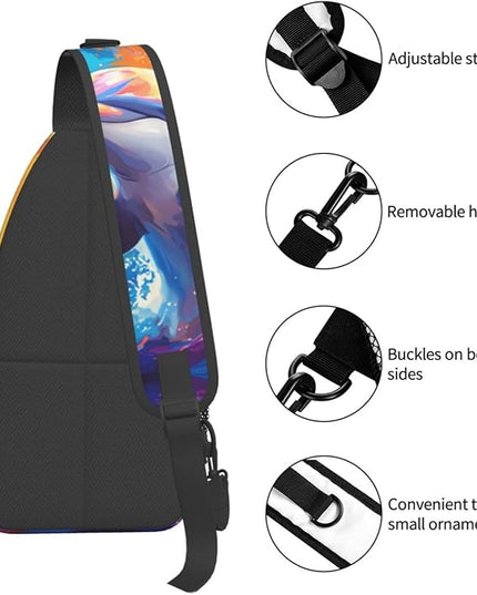 Animal Face Sling Bag Crossbody Bags Chest Bag Backpack for Travel Running and Hiking for Men Women Colorful Dolphin