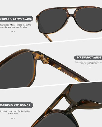 YDAOWKN Retro Aviator Sunglasses for Women Mens Large Frame Classic Vintage 70s Sun Glasses Aviators