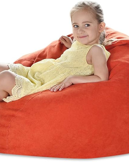 YuppieLife Kids Storage Bean Bag Cover（No Filling） Toy Organizer|Carrying Handle Sofa|Available for Kids and Teenager|Cuddle Chair|Machine Washable and Durable（27'',OrangeRed）