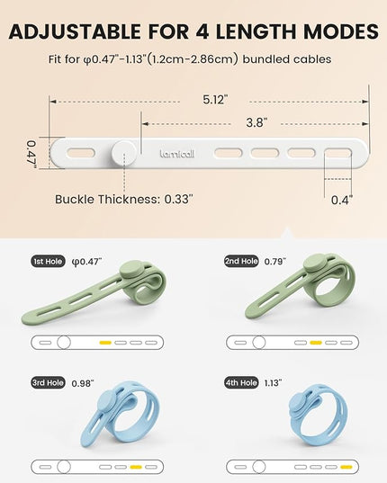Lamicall 30Pack Silicone Cable Ties Cord Organizer, Multi Color Elastic Cable Management Wraps, Home Decor Organizer Ties Accessories for Phone Charger Electrical Cord, Chritsmas Travel Essentials