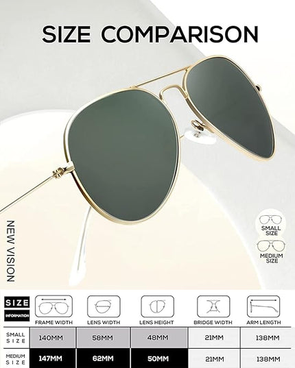 KALIYADI Classic Aviator Sunglasses for Men Women Driving Sun glasses Polarized Lens UV Blocking