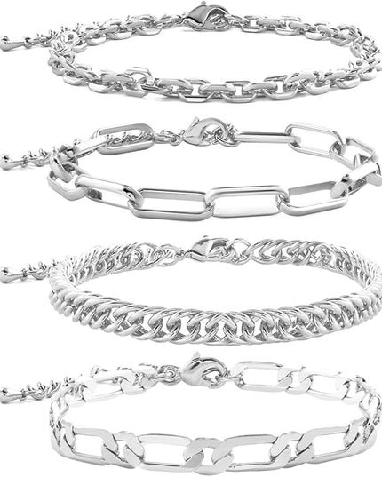 Waterproof Gold Chain Bracelet For Women Non Tarnish,14K Gold Plated Link Dainty Bracelets Stake Layered Bracelet Set Hypoallergen Gold Jewelry