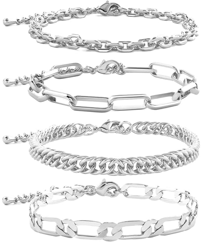 Waterproof Gold Chain Bracelet For Women Non Tarnish,14K Gold Plated Link Dainty Bracelets Stake Layered Bracelet Set Hypoallergen Gold Jewelry