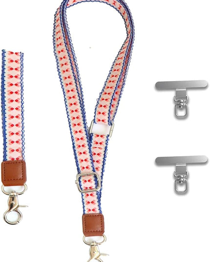 LEMEDE Wrist Keychain and Adjustable Phone Lanyard, Silver Hook Phone Crossbody Strap with 360° Rotating Phone Pads