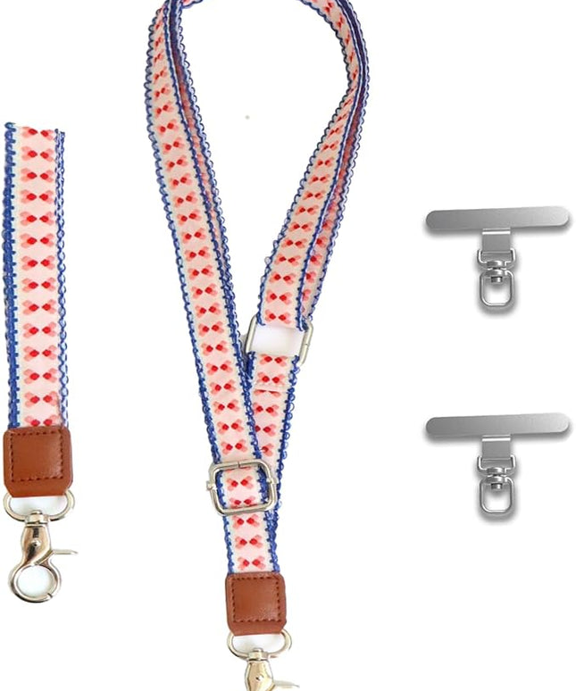 LEMEDE Wrist Keychain and Adjustable Phone Lanyard, Silver Hook Phone Crossbody Strap with 360° Rotating Phone Pads