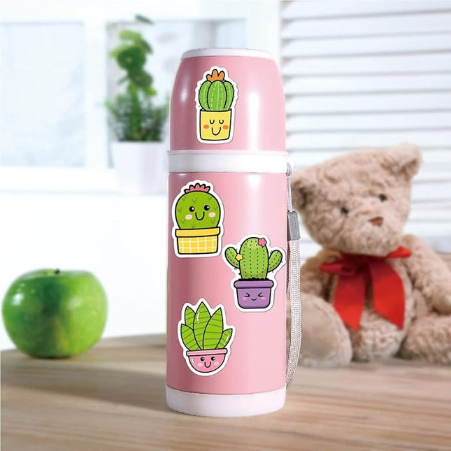 Green Plant Stickers Cute Cactus Stickers Potted Flowers for Water Bottles Laptop Girls Teens Waterproof Bulk Decals 50Pcs