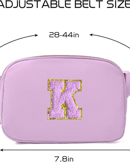 Gitus Gifts for 8 9 10 11 12 Year Old Girls Belt Bag Fanny Pack Crossbody Bags with Initial Letter Patch Cute Stuff Birthday Gifts for Teen Girls Women Personalized Trend Stuff (Lavender-K)