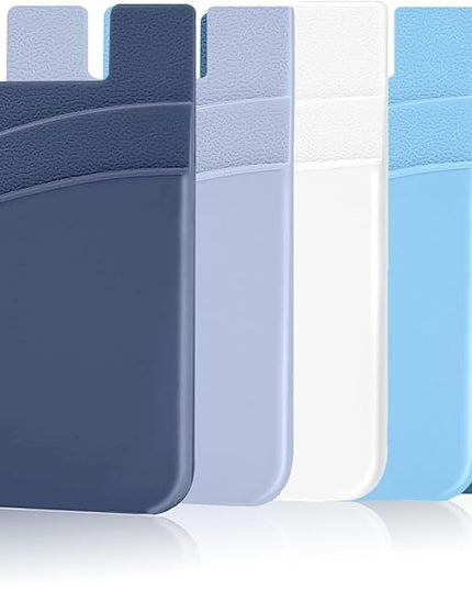 SS Card Holder for Phone Case - Silcone Stick On Credit Card Phone Wallet for Men & Women, Ultra-Thin & Portable, Compatible with iPhone/Android/Samsung Galaxy, Holds Cards & Cash, Hands-Free (5 pack)