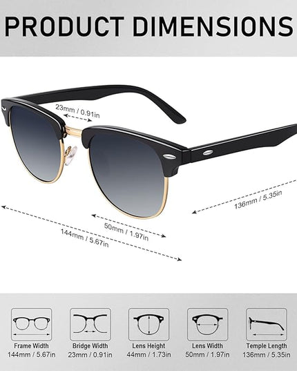 GQUEEN Classic Horn Rimmed Semi Rimless Polarized Sunglasses for Men Women GQO6