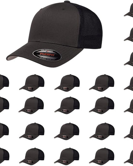 Flexfit 6511 Fitted Mid-Profile Stretchable Mesh Panels Trucker Cap | Bulk Pack Available