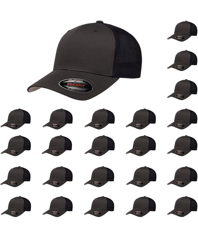 Flexfit 6511 Fitted Mid-Profile Stretchable Mesh Panels Trucker Cap | Bulk Pack Available