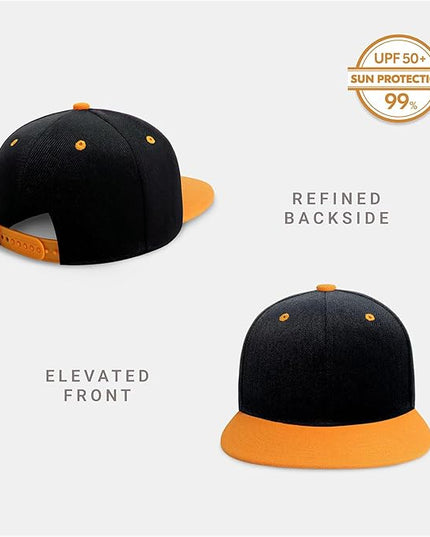 CHOK.LIDS Flat Bill Visor Classic Snapback Hat Blank Adjustable Brim High Top End Trendy Color Style Plain Tone Baseball Cap