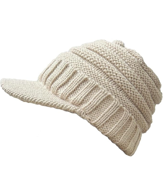 XYIYI Beanie Tail Winter Warm Knit Messy High Bun Ponytail Hats Visor Beanie Cap
