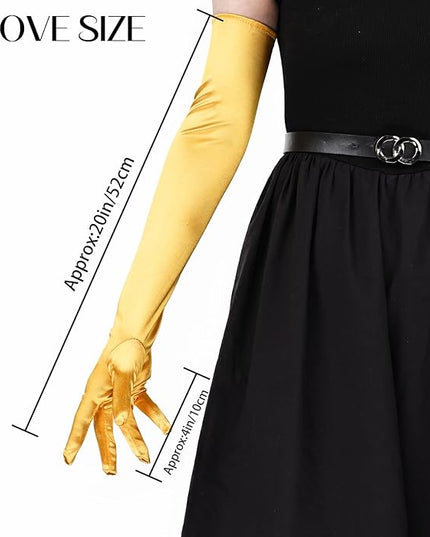THARAHT Women Long Gloves with Satin Elbow Length for 1920s Opera Tea Party Costumes Bridal Evening Dress